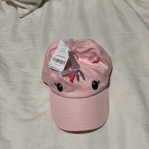 Carter’s 2t-4t pale pink unicorn baseball hat adjustable back for ponytail nwt